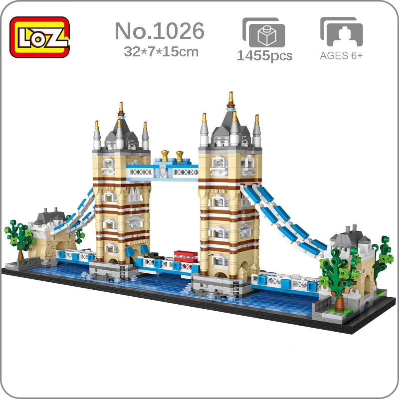 Модель автомобиля LOZ 1026 Лондонская башня мост река | Игрушки и хобби