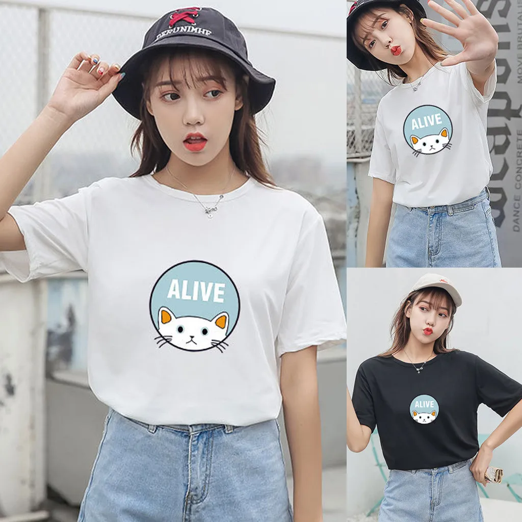 Исцеляющие футболки кавай для женщин Повседневная футболка с коротким рукавом и