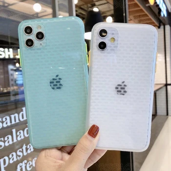 

New Fashion Creative Waffle Pattern Soft Silonce Case For iPhone X XR XS 11 Pro Max 6 6s 7 8 Plus Clear Matte edge Phone Cover