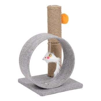

HOBBYZOO 13" Cat Tree Tower with Linen Circular Ring, Toys, Light Grey