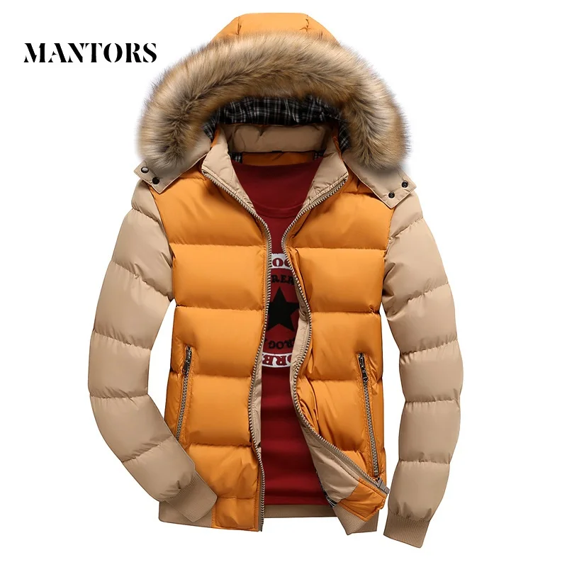 Tanie 2019 mężczyźni dół kurtki zimowe nowy mężczyzna dorywczo z kapturem znosić płaszcze ciepły parka futrzana płaszcz męski jednolity, gruby polar kurtka z zamkiem