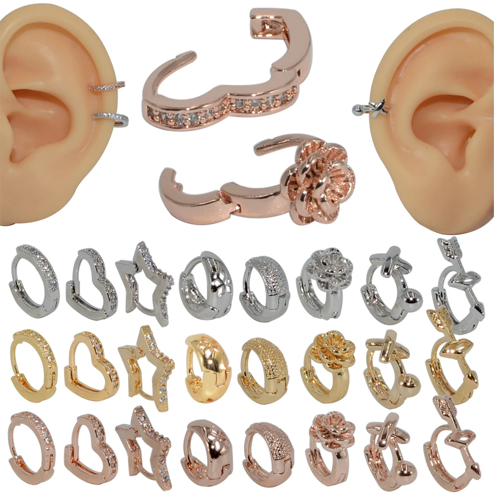 2Pc 16G CZ Gem Round Tragus Lip Ring Ear Cartilage Stud Earring Body Piercing CI