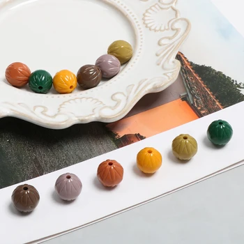 

Autumn and winter retro cut relief pattern acrylic round bead beading DIY hand Jewelry Earring nail accessories materials