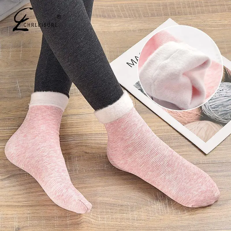 CHRLEISURE носки; теплые зимние носки; плотные бархатные носки ярких цветов; дышащие впитывающие пот хлопковые носки