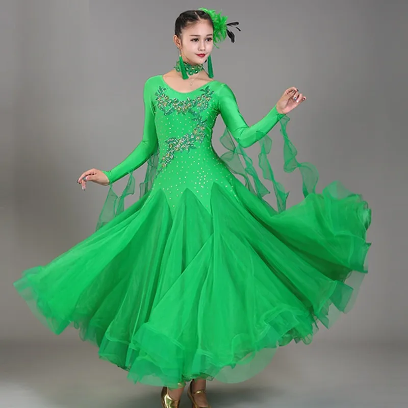 Sequins Ballroom Competition Dress Standard Dance Dresses Waltz Dancwear Costumes