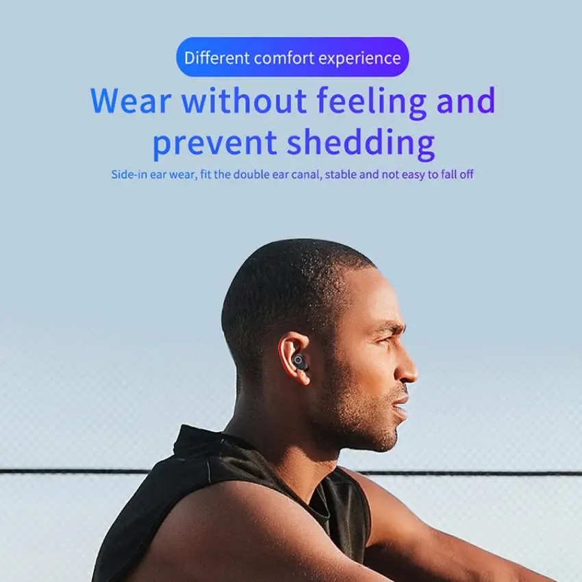TWS Wireless Bluetooth Earphone Sport Headphones Portable HiFi Stereo Sound Charging Box Mobile Phone Gaming Heads Car Blue 5 0