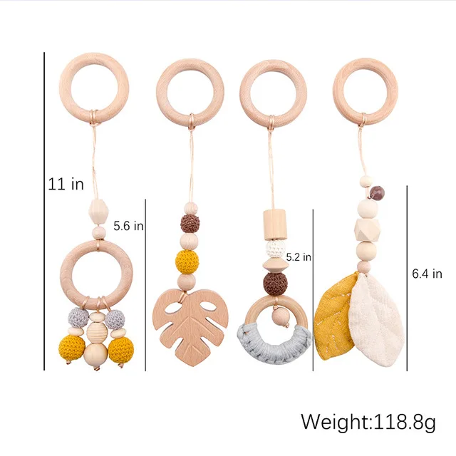 1Pc Baby Wooden Teethers Baby Gym Play Wooden Star Nordic Style BPA Free Beech Ring Rattle Newborn Educational Musical Toy Gifts 14