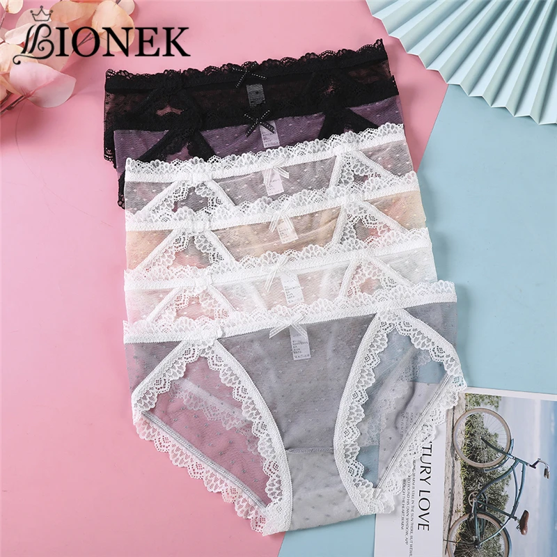 

BIONEK Women's Sexy Lace Underwear Panties Girly Translucent Lace Seamless Breathable Low-Rise Briefs for Ladies Underpants