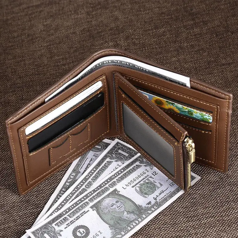 New Custom Name Corner Monogram Initial  Mens Personalization Tri-Fold PU Leather Purse Custom Engraving Wallet Name Wallet