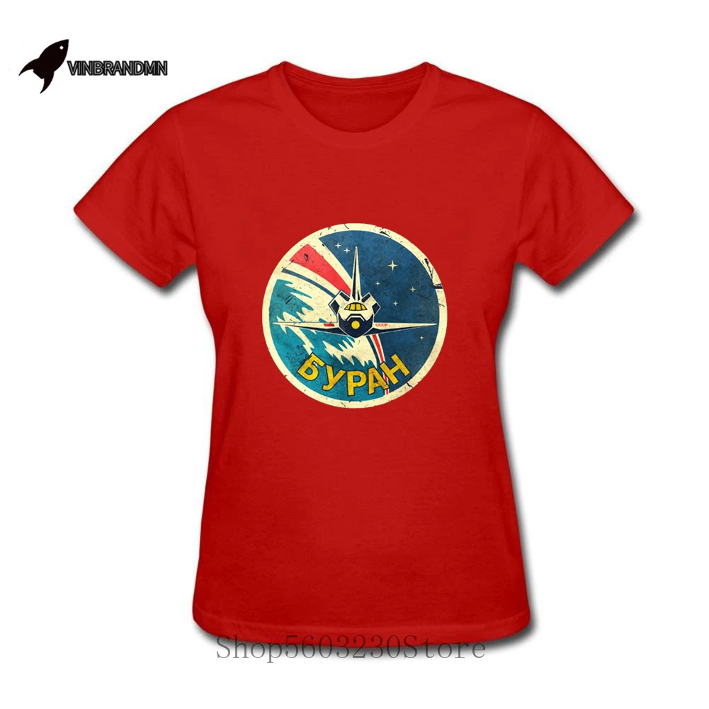 Classic Space Shuttle Emblem V01 T-Shirt Woman Vintage Russia CCCP Yuri Gagarin T shirt Soviet Exploration Program Retro TeeS | Женская