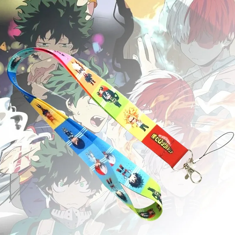 My Hero Academy Izuku Midoriya Bakugo резиновый ремешок на шею ремешок для мобильного телефона ID значок мягкая ткань брелки-цепочки для ключей