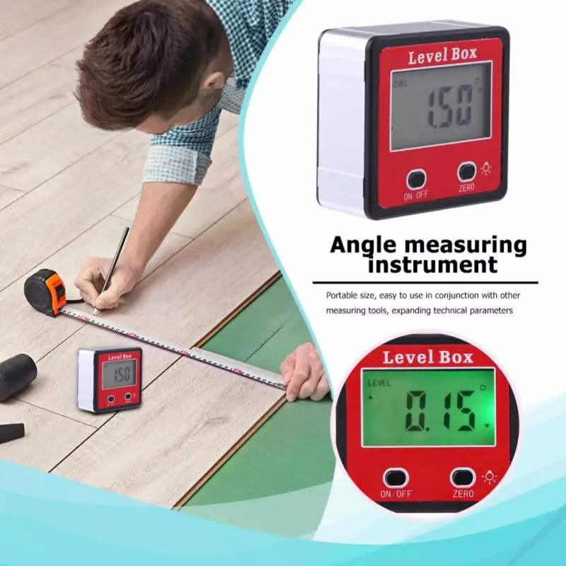 

4 X90 Degree Precision Mini Digital Protractor Inclinometer Electronic Water Proof Level Box Magnetic Base Measuring Tools