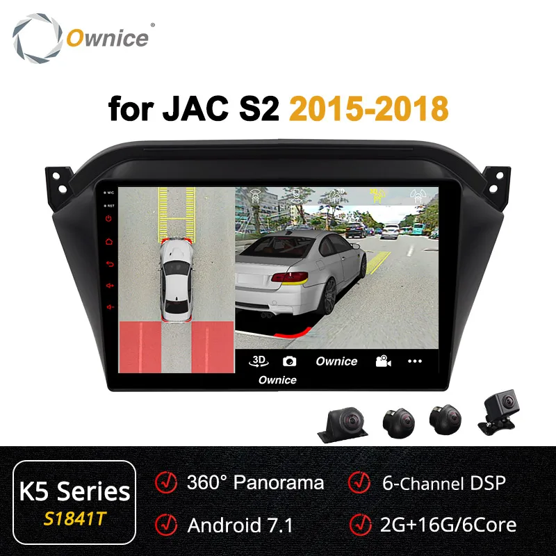 Ownice 10,1 дюймов Android9.0 k3 k5 k6 автомобильный DVD 4G LTE 360 панорама DSP SPDIF для JAC S2~ gps Navi Радио Восьмиядерный 4G+ 64G - Цвет: S1841 K5