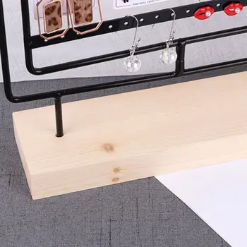 

Rotating Metal Earring Organizer Wooden Jewelry Display Stand Holder Hanging X7JB