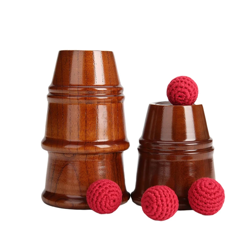 Professional Wooden Three Cups And Balls Magic Tricks For Magician Collection Close Up Street Magic Props Illusion 1set baby birthday hat set wooden magic wand toy soft 100% cotton crown hat boy