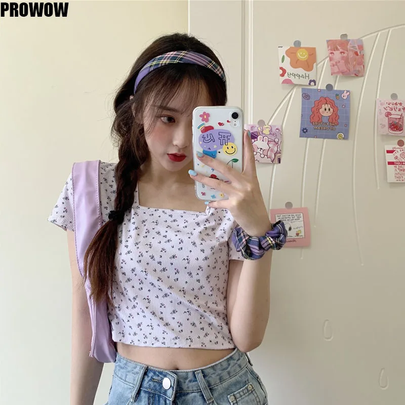 2020 Summer Sexy O Neck Short Sleeve T Shirts Women Chic New Arrival Korean Flower Print T-Shirts Female Casual Tops