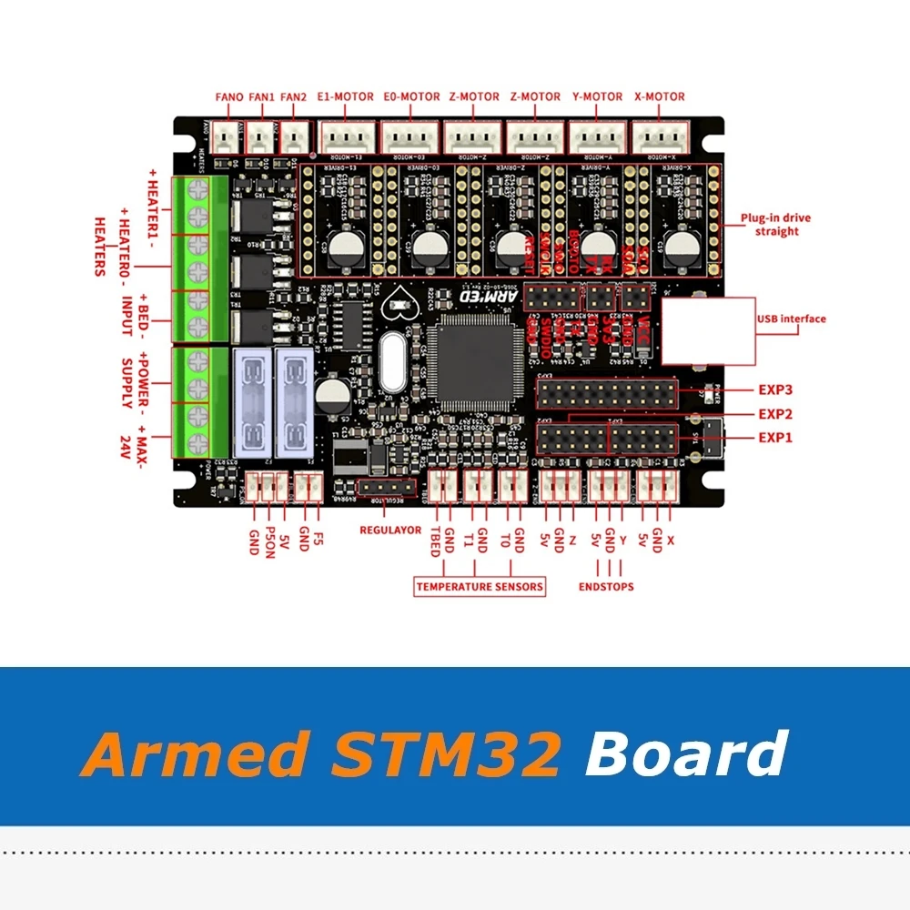 32 бит Marlin 2,0 Arduino Armed STM32 плата+ 5 шт. TMC2130 драйверы для Prusa I3 MK3S MMU2s части 3d принтера
