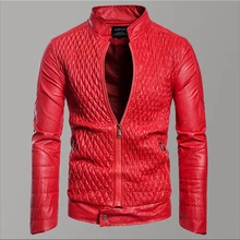 Осенняя красная кожаная мужская куртка, модная мотоциклетная куртка из искусственной кожи, приталенная Мужская куртка, уличная одежда в стиле хип-хоп, Мужская одежда, куртки