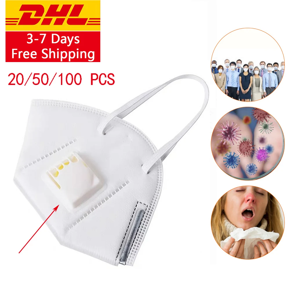 

KN95 With Breathing Valve Folding Protective N95 FFP3 Ear Band Mask reusable Anti-Fog Dust Mask Gray Ear Band DHL Fast Delivery