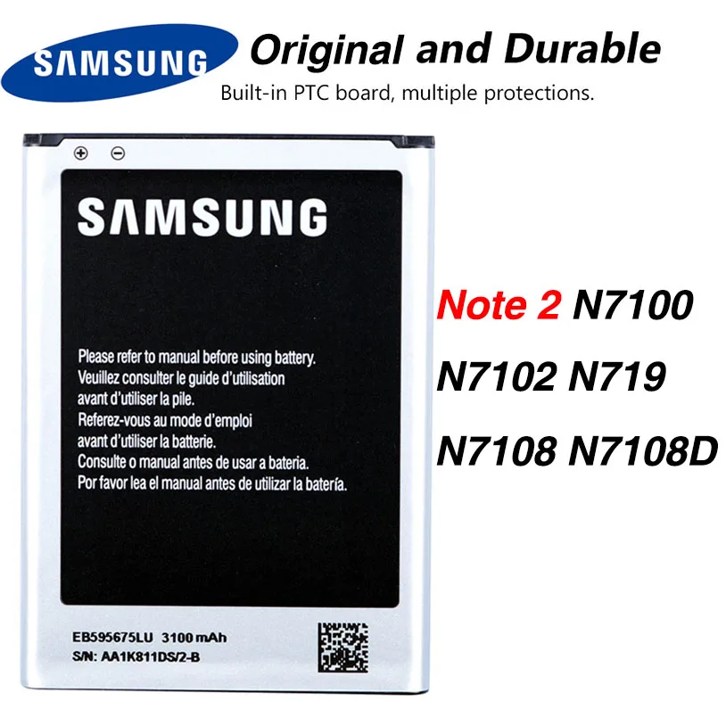 

Original Samsung EB595675LU Battery For Samsung Galaxy Note 2 N7100 N7102 N719 NOTE2 N7108 N7108D 3100mAh