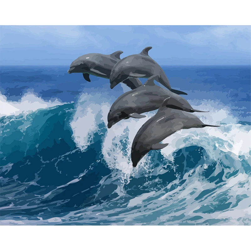 

Dolphin Digital Oil Painting,Picture By Numbers,Painting By Numbers For Adults Coloring By Number,Draw On Canvas For Home Decor