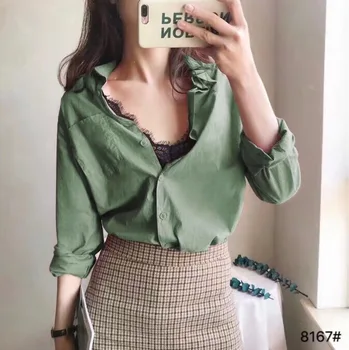 

Women Shirt 2020 Spring New Sexy Loose Long-sleeved Shirt Women Tulle Classic Shirt