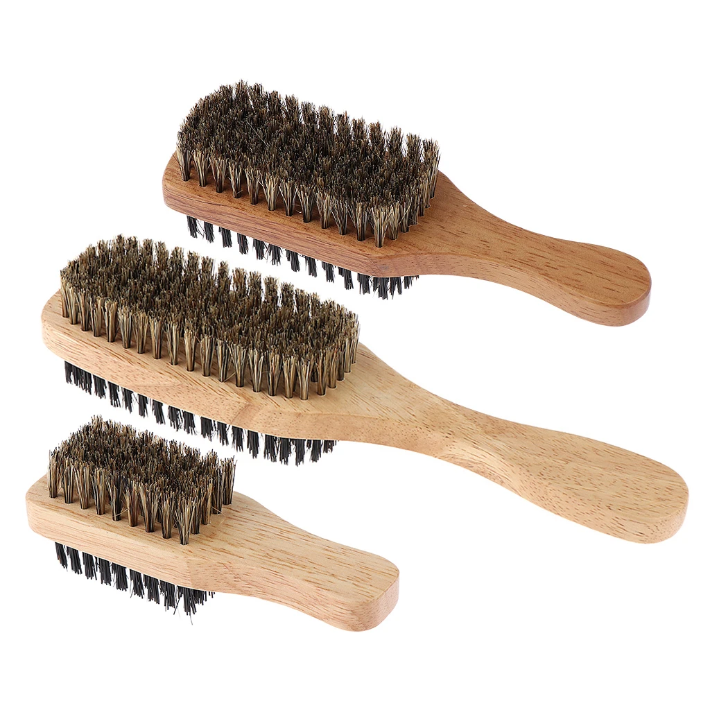 Mens Boar Bristle Hair Brush - Natural Wooden Wave Brush for Male, Styling Beard Hairbrush for Short,Long,Thick,Curly,Wavy Hair