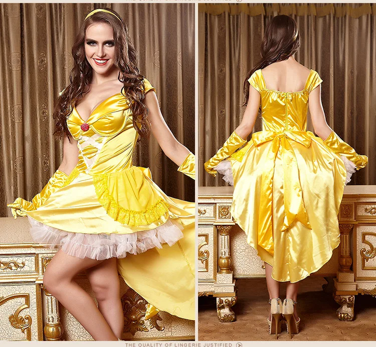 Аниме королева желтое платье костюмы на Хэллоуин для женщин платье+ перчатки+ головной убор Принцесса год Рождество карнавальный костюм