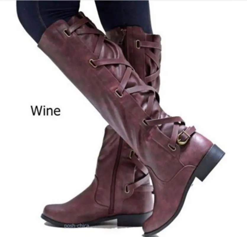 Модные женские сапоги до колена из искусственной кожи с круглым носком; botas mujer; удобные женские сапоги на квадратном каблуке; резиновая обувь в римском стиле; женские ботинки; сезон осень;