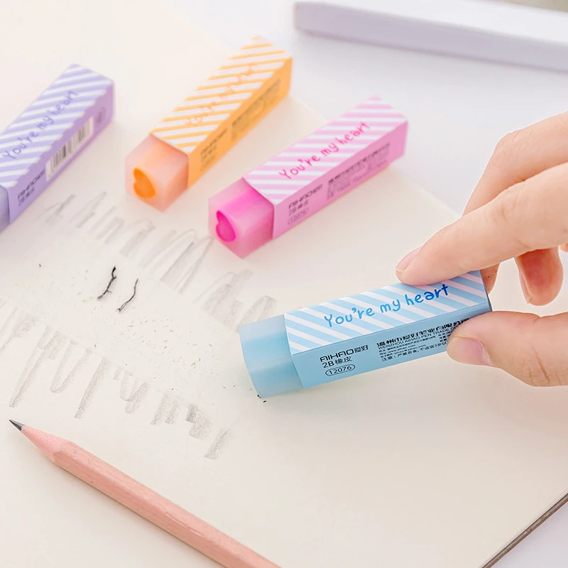 Pencil Eraser 2B Cute Candy Soft Erasers for Kids Rubber Kawaii Stationery School Office Supplies