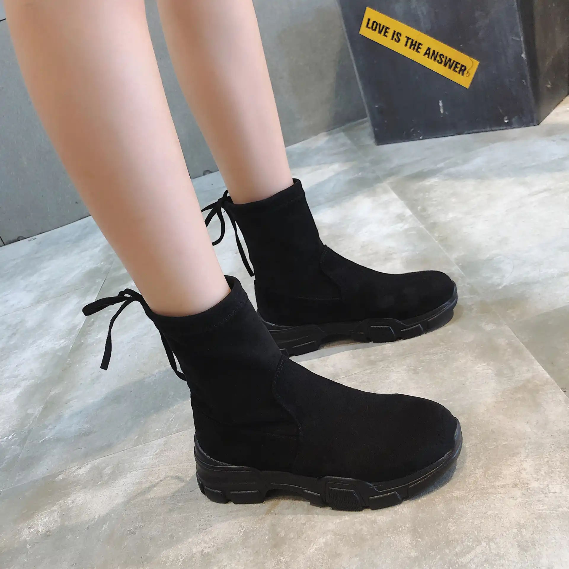 flat heel lace up boots