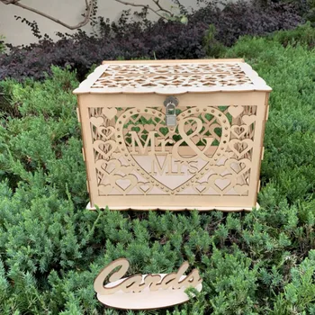 

Hollow Design DIY Wedding Card Box With Card Sign Gift Card Holder For Reception Baby Shower Wedding Anniversary Decorations