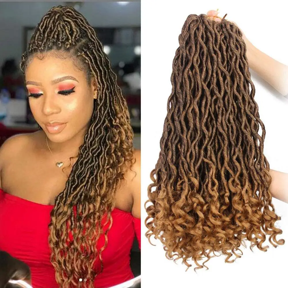 

Ombre Box Goddess Faux Locs Crochet Hair Synthetic Crochet Braids Dreadlocs Hair Extensions Passion Twist Braiding Hair Bundles