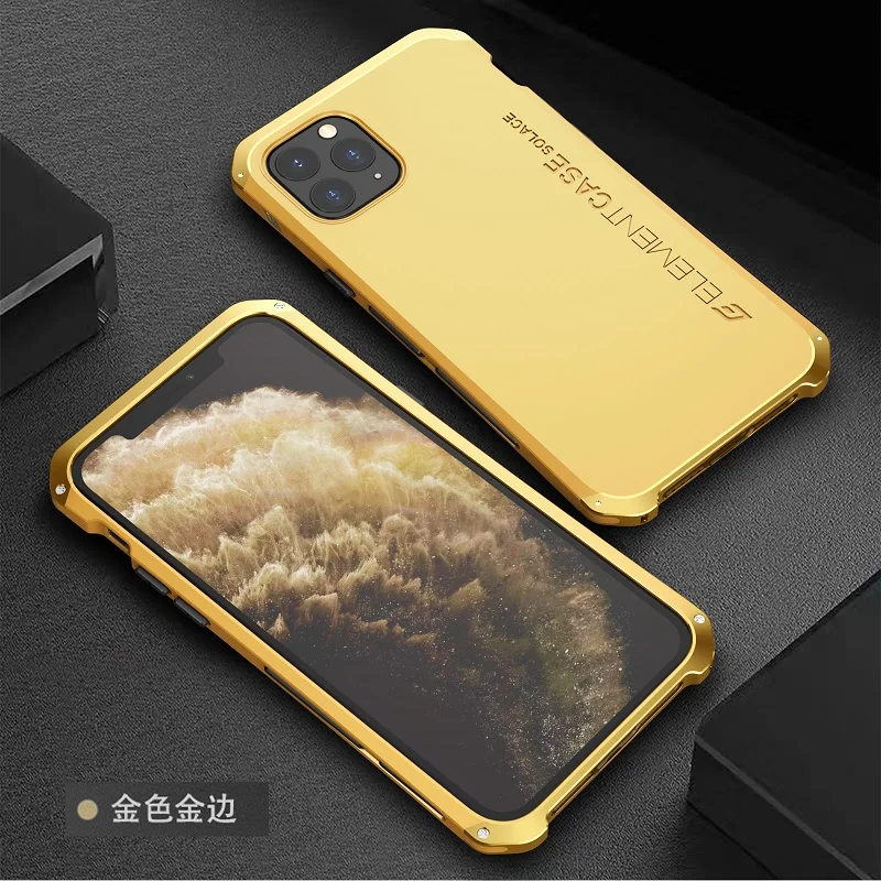 Gold Металлический Алюминиевый Чехол Bumber для iphone 11, чехол-гибрид, задняя крышка из поликарбоната для iphone 11 pro max, чехол, противоударный чехол, Fundas - Цвет: Gold