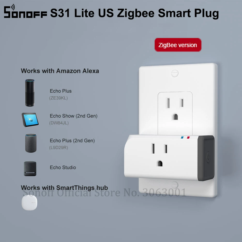 Смарт розетка SONOFF S31 Lite ZB US Zigbee 15 а с пультом ДУ|Комплекты умного дома| |