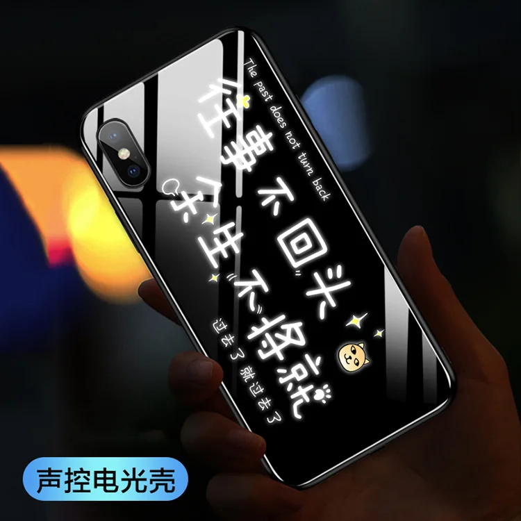 Чехол для iPhone X XR XS Max 11 12 Pro mini Motto Голосовое управление Led логотип Вспышка