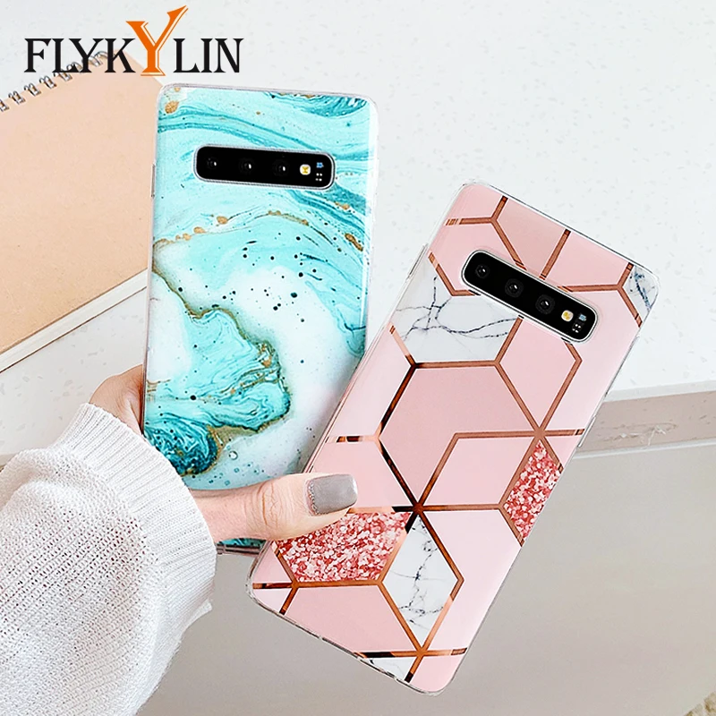 silicone case samsung FLYKYLIN Plating Marble Case For Samsung Galaxy S20 FE S9 S10 Note 20 Ultra S21 S20 S22 Plus Cover Flower Silicone Phone Coque samsung cute phone cover