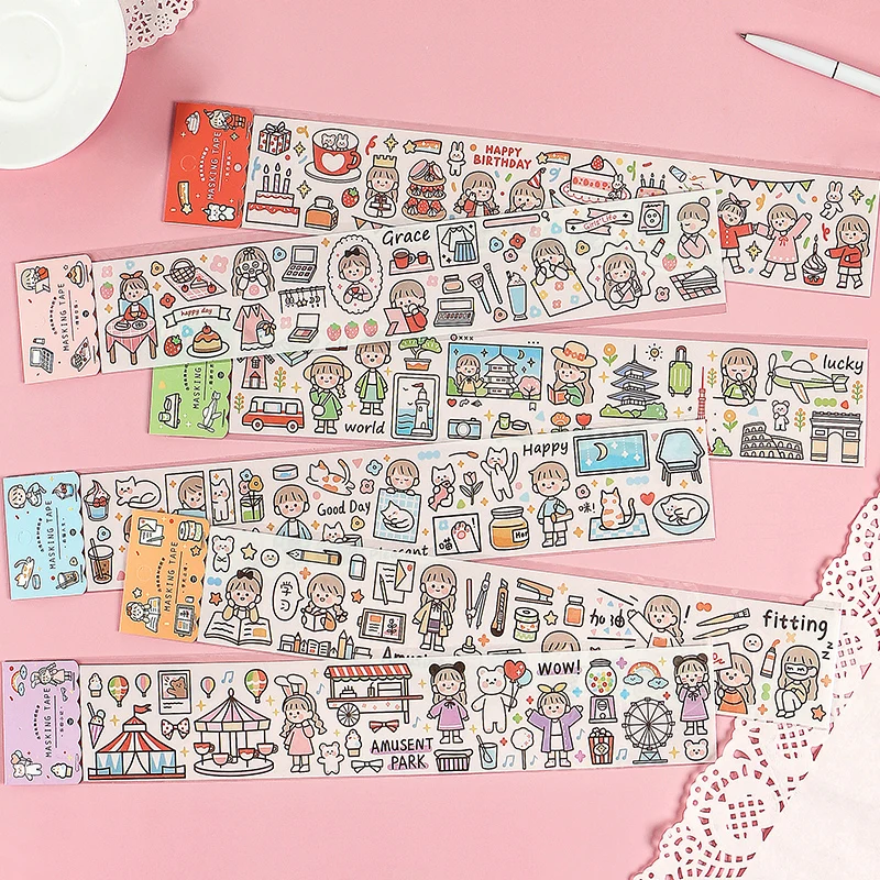 1 шт. милые наклейки Washi для девочек персонажи Маскировочная лента Diy детского