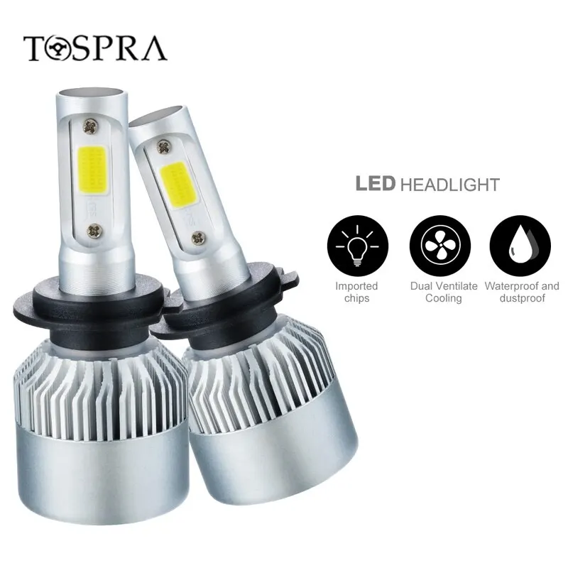 

TOSPRA 8000LM H4 LED H7 H11 H8 HB4 H1 H3 HB3 Auto H4 9005 9006 9004 Car Headlight Bulb 72W Car Styling 6500K 12V Led Automotivo