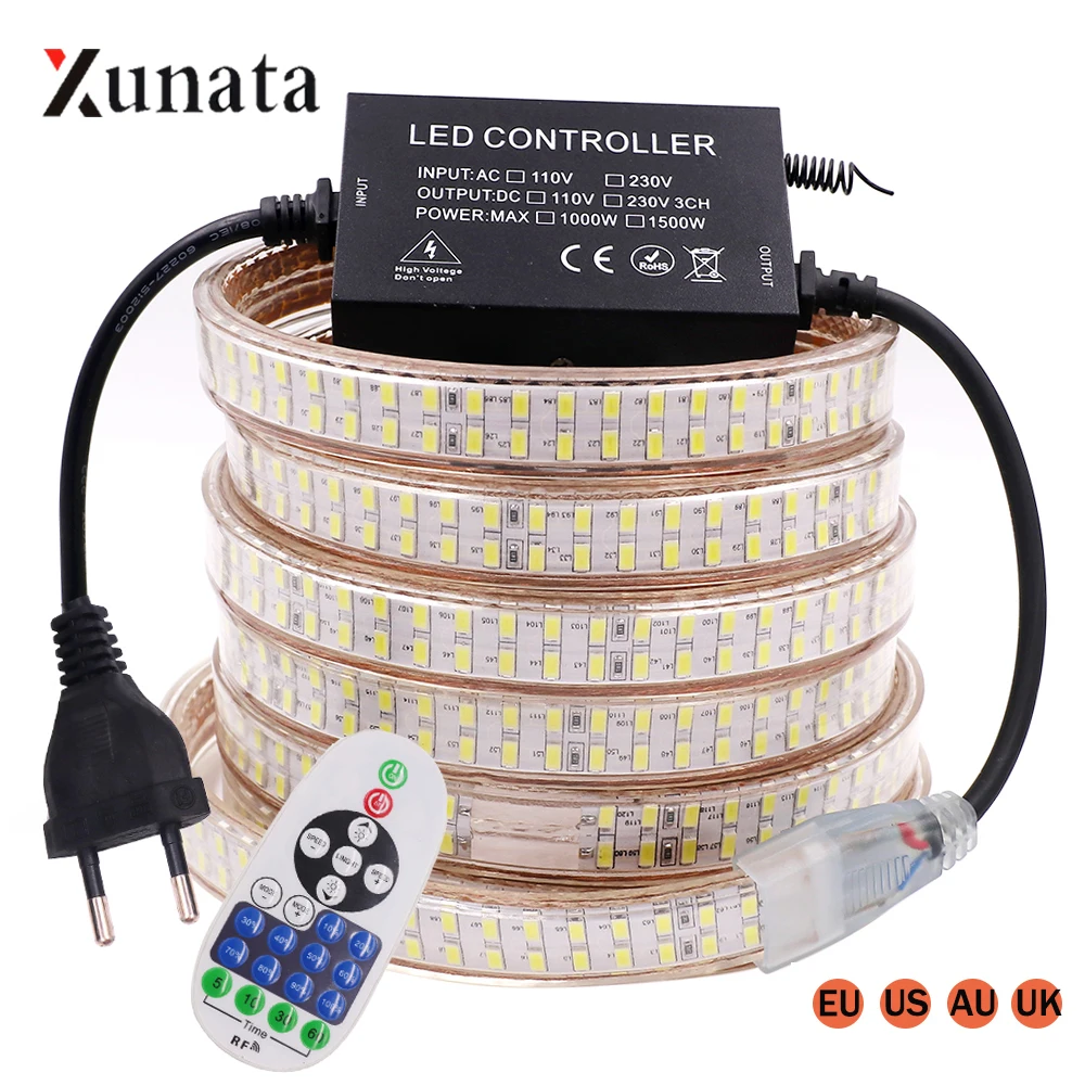 AC110V 220V Светодиодные ленты света SMD5730 240 светодиодный s/м двойной ряд гибкий лента с