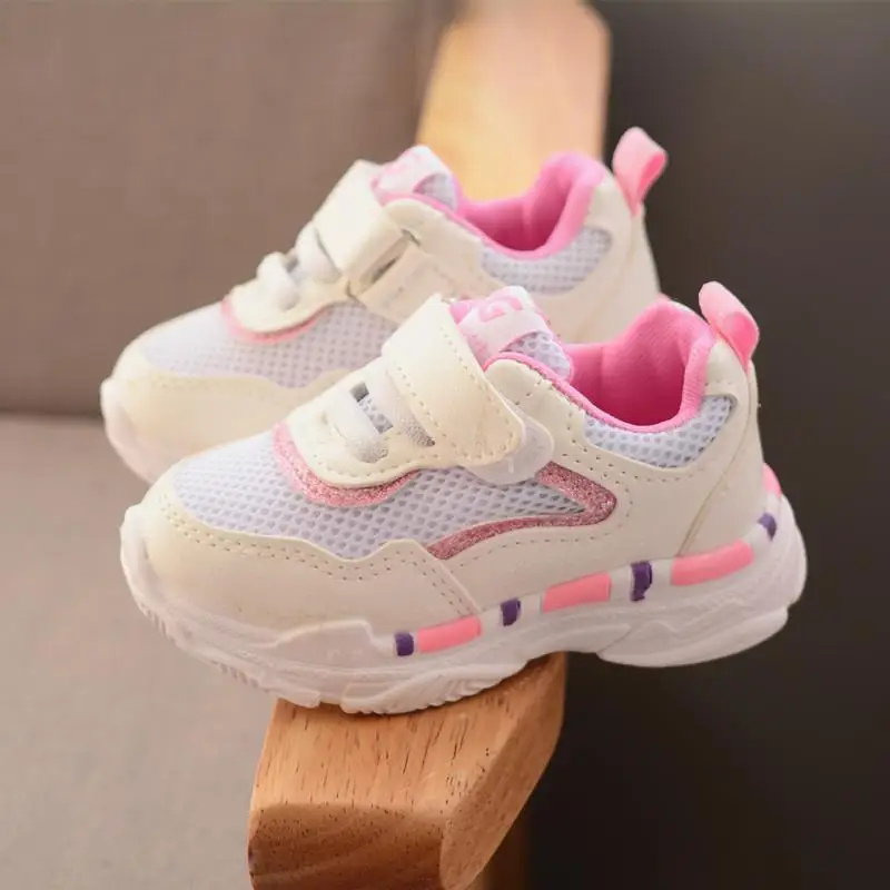 Spring Children Sports Sneakers Boys Sneakers Mesh Girls Casual Shoes Baby Toddler Infant Kids Sneakers Soft Breathable Autumn - Цвет: Pink