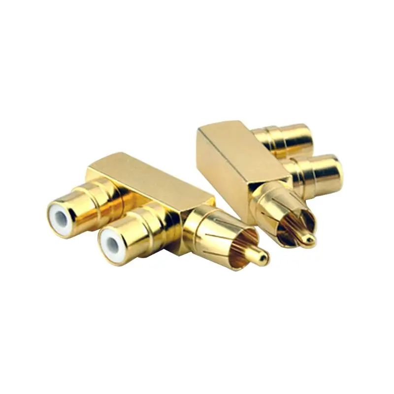 

1PC Gold Plated Copper 1 RCA Male to 2 RCA Female AV Audio Video Adapter Plug Splitter Converter Connector