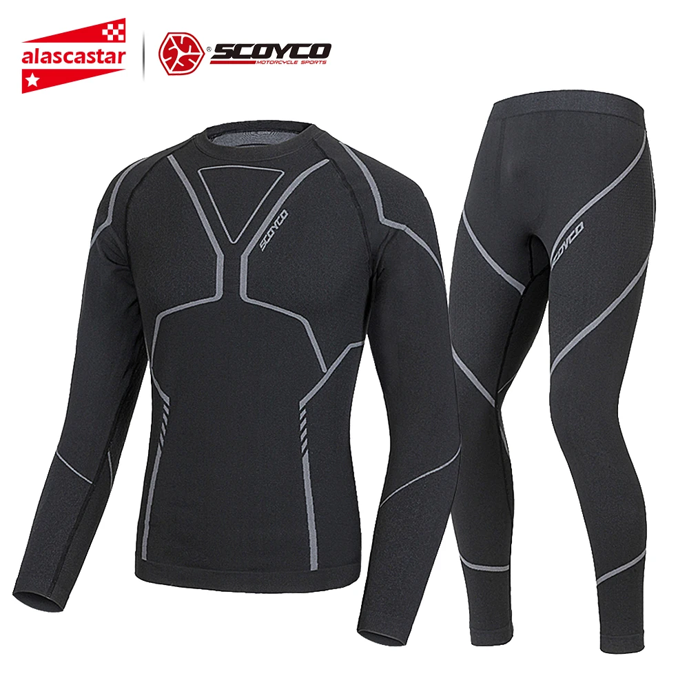 

SCOYCO Winter Motorcycle Thermal Underwear Sets Men's Motorcycle Keep Warm Base Layers Tight Long Johns Tops & Pants Set
