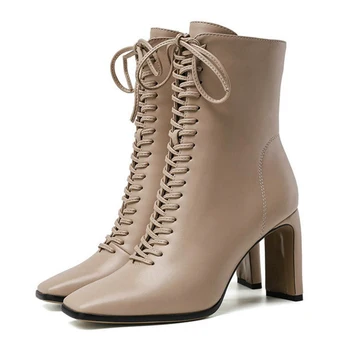 

Fashion Women Ankle Boots Cross Strap High-Heeled Boots Women Winter Boots Sexy High Heels Shoes Women Booties Plus Size 41 42