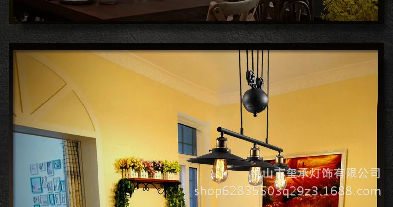 E27 одиночный винтажный Лофт ретро подвесной светильник бра висячий шкив лампа часы с кварцевым механизмом украшение для дома, ресторана