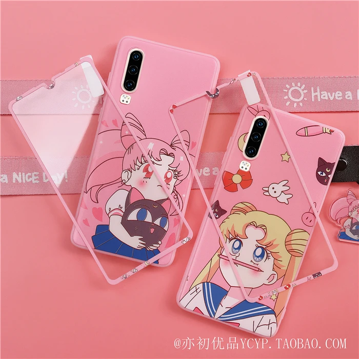 Чехол для телефона xiaomi mi9 8 sailor moon с милым мультяшным розовым рисунком для девочки xiaomi CC9E 9 8se с подвеской+ длинным ремешком