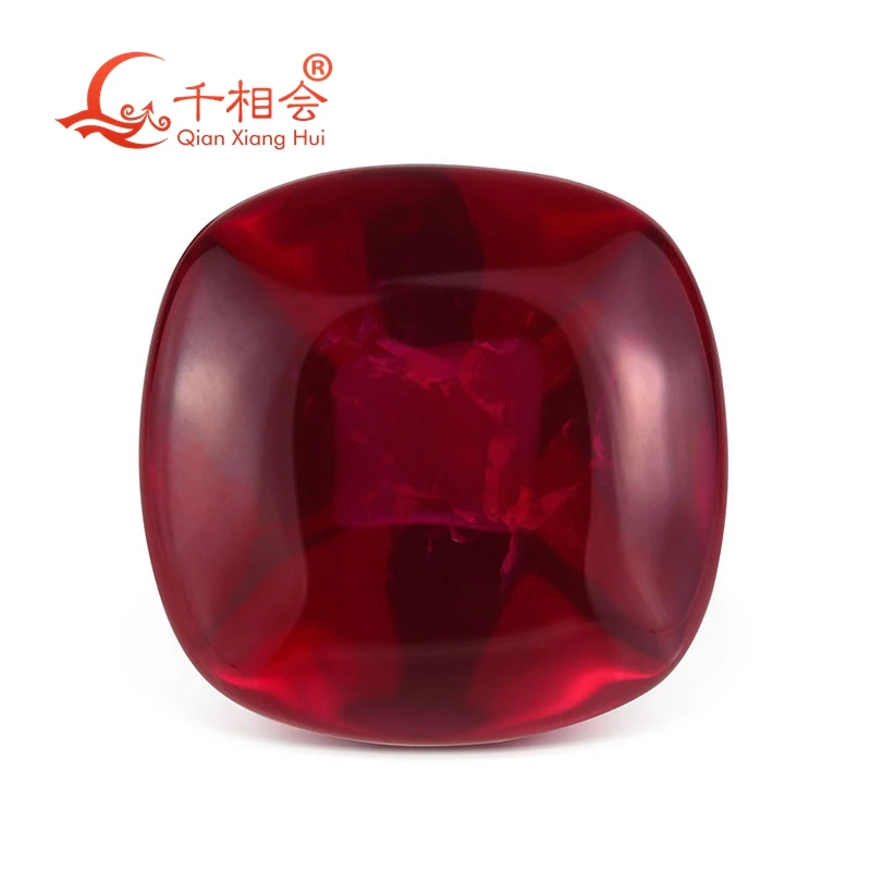 

10*10mm Sugar-loaf Cut Tower shape ruby 5# red color including minor cracks and inclusions corundum loose gem stone