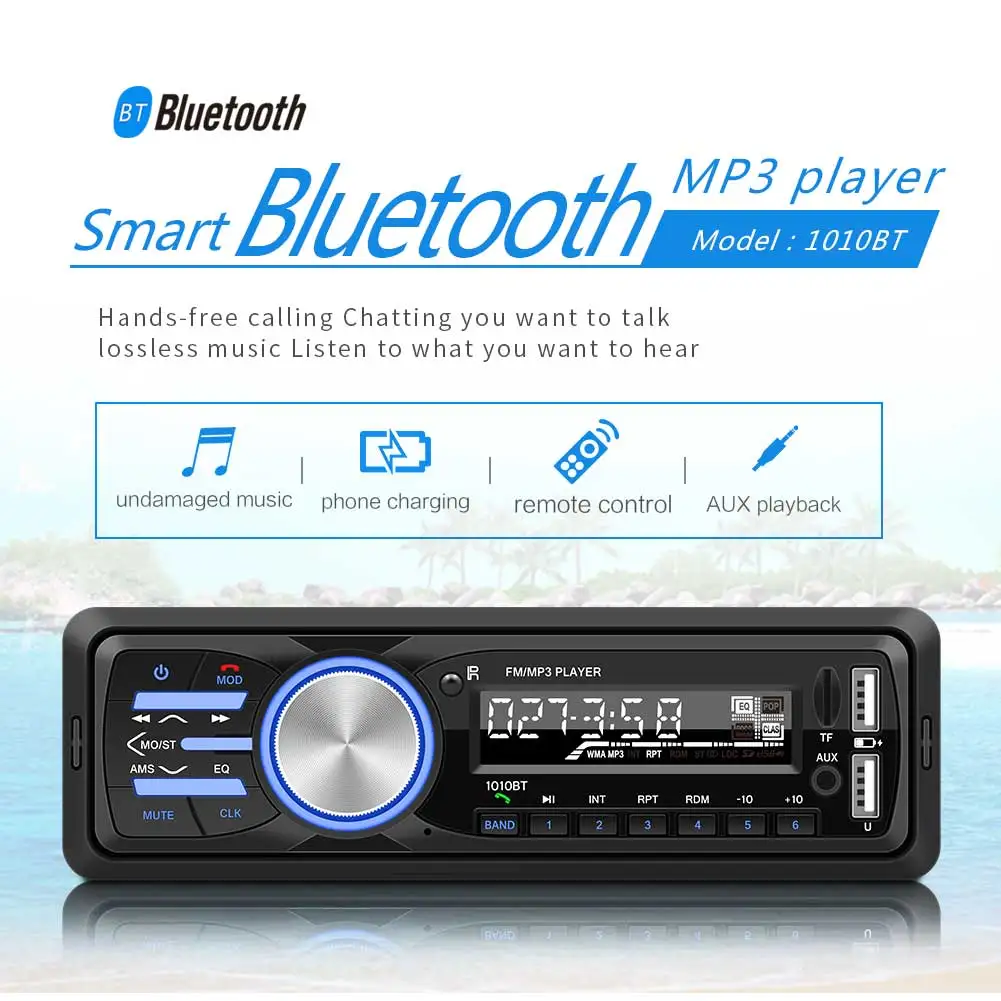 Новинка 1010BT 1 Din Bluetooth Автомобильный MP3 плеер стерео аудио с FM радио AUX SD карта U диск