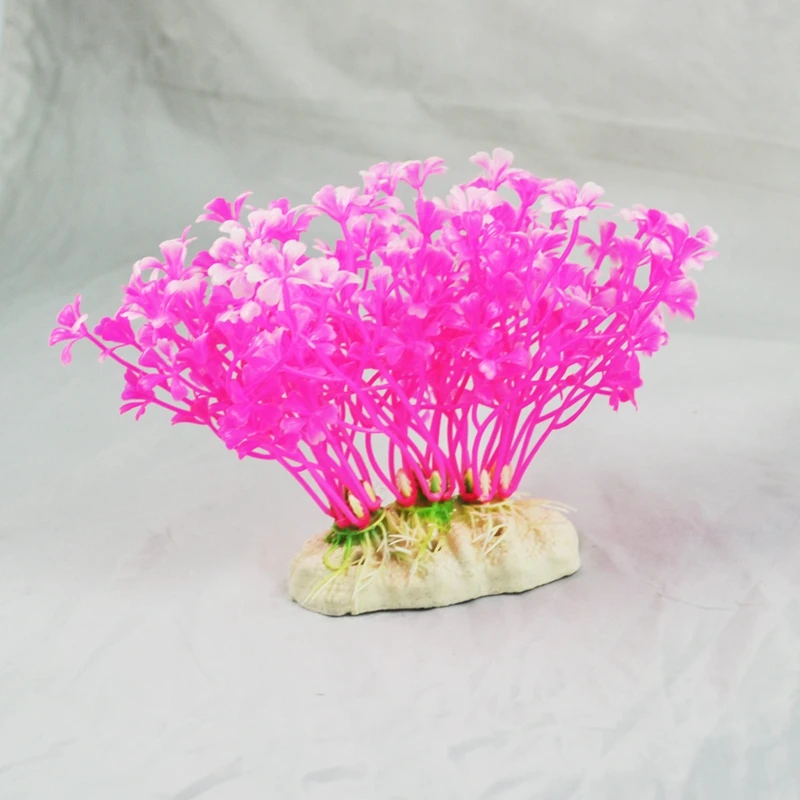 Водные карликовые пластиковые растения орнамент ярко-розовый белый для аквариума