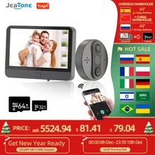 Jeatone – sonnette de porte intelligente Tuya, wi fi, avec caméra 720P/120 °, détection de mouvement PIR 24H, écran LCD 4.3 pouces